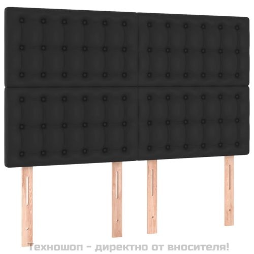 Табла за легло, черна, 144x5x118/128 см, изкуствена кожа