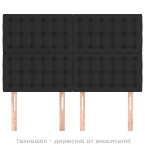 Табла за легло, черна, 144x5x118/128 см, изкуствена кожа