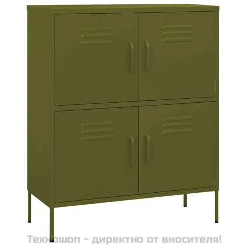 Шкаф за съхранение, маслиненозелен, 80х35х101,5 см, стомана
