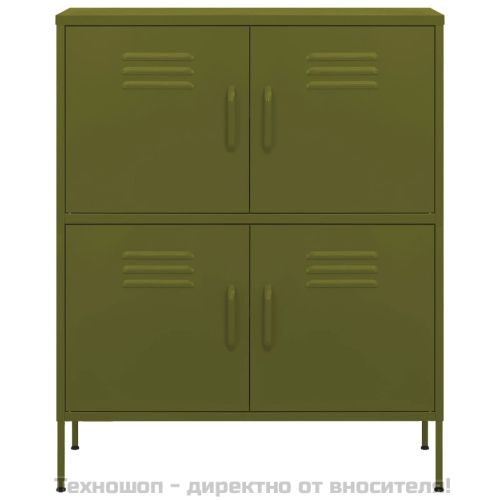 Шкаф за съхранение, маслиненозелен, 80х35х101,5 см, стомана