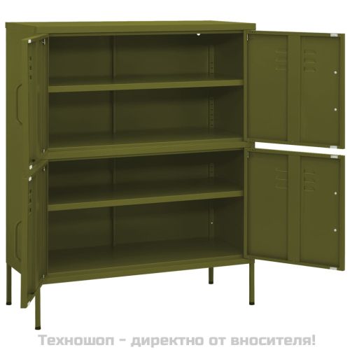 Шкаф за съхранение, маслиненозелен, 80х35х101,5 см, стомана