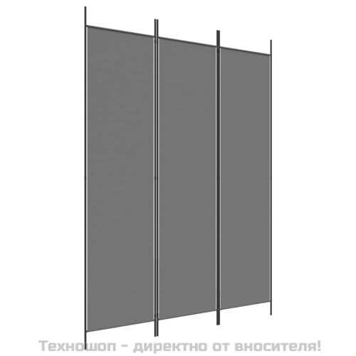 Параван за стая, 3 панела, антрацит, 150x200 cм, текстил