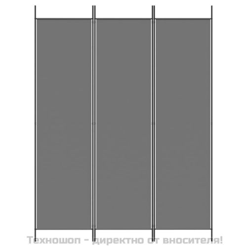 Параван за стая, 3 панела, антрацит, 150x200 cм, текстил