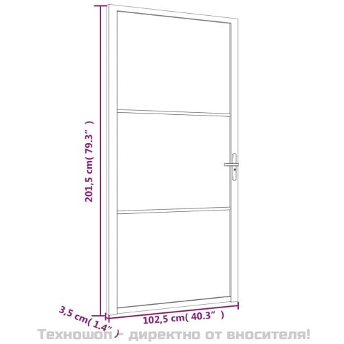 Интериорна врата, 102,5x201,5 см, черен мат, стъкло и алуминий