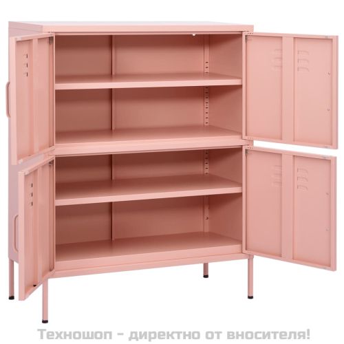 Шкаф за съхранение, розов, 80х35х101,5 см, стомана