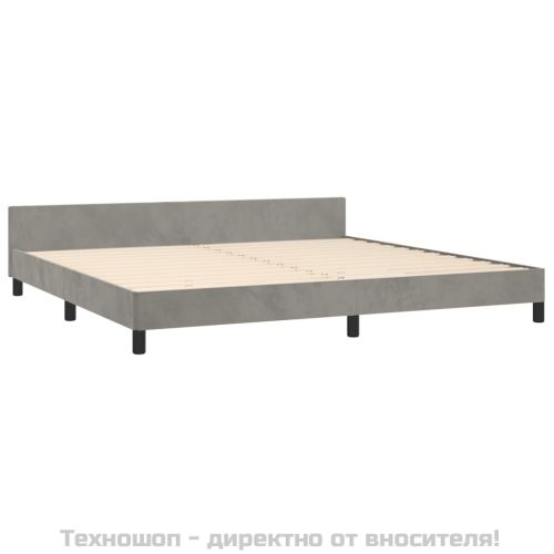 Рамка за легло без матрак, светлосива, 200x200 см, кадифе
