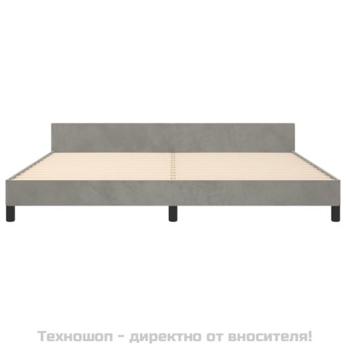 Рамка за легло без матрак, светлосива, 200x200 см, кадифе