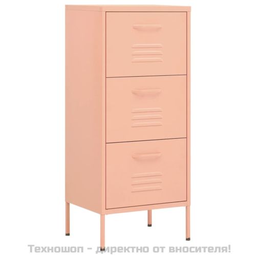 Шкаф за съхранение, розов, 42,5x35x101,5 см, стомана