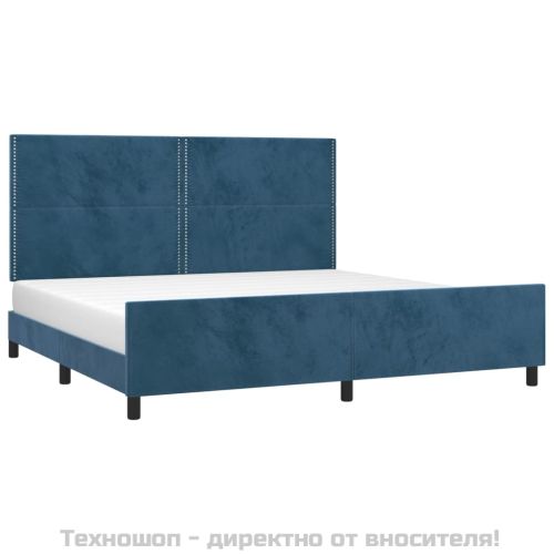 Рамка за легло без матрак, тъмносиня, 200x200 см, кадифе