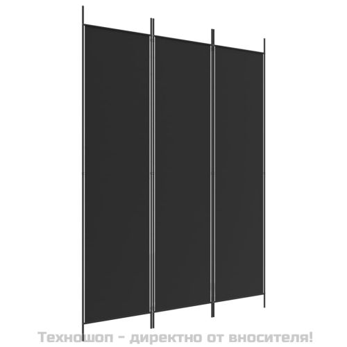 Параван за стая, 3 панела, черен, 150x200 см, плат
