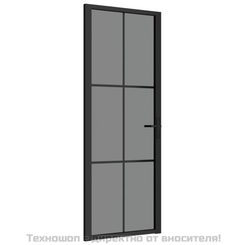 Интериорна врата 76x201,5 см черна ESG стъкло и алуминий