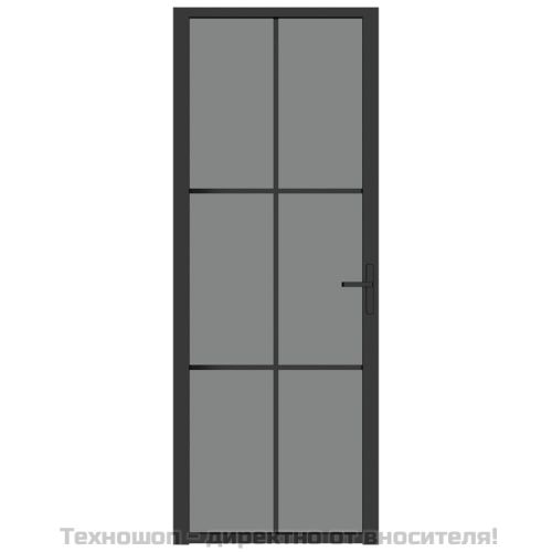 Интериорна врата 76x201,5 см черна ESG стъкло и алуминий