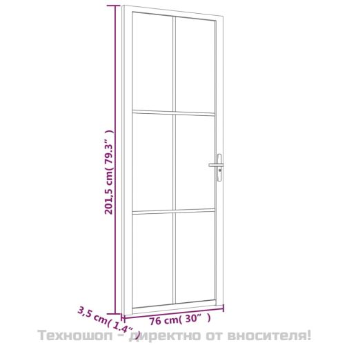 Интериорна врата 76x201,5 см черна ESG стъкло и алуминий