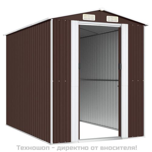 Градински навес тъмнокафяв 192x274x223 см поцинкована стомана