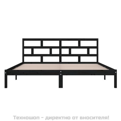 рамка за легло черно 135x190 см Double масивно дърво