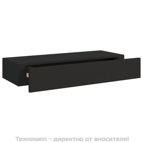 Стенни рафтове с чекмеджета, 2 бр, черни, 60x23,5x10 см, МДФ