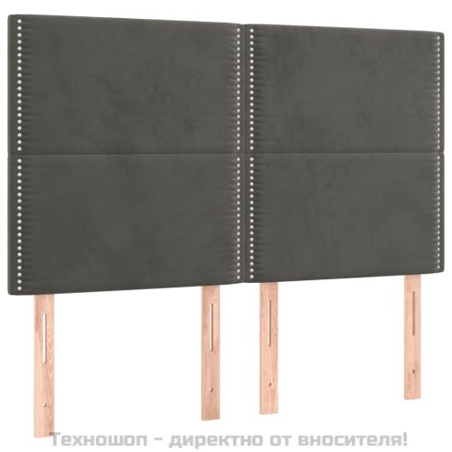Табла за легло, тъмносива, 144x5x118/128 см, кадифе