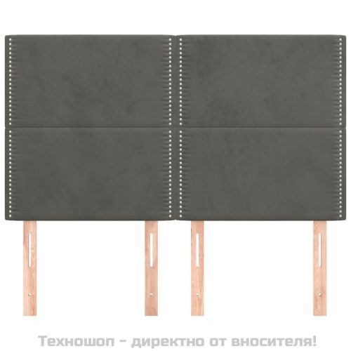 Табла за легло, тъмносива, 144x5x118/128 см, кадифе