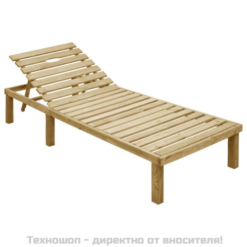 Шезлонг с кремава възглавница, импрегнирана борова дървесина