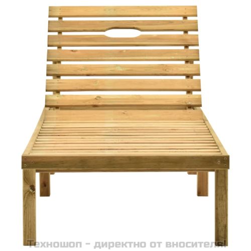 Шезлонг с кремава възглавница, импрегнирана борова дървесина
