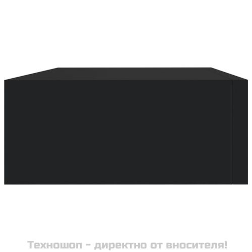 Стенни рафтове с чекмеджета, 2 бр, черни, 40x23,5x10 см, МДФ