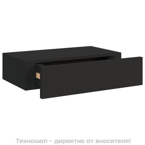 Стенни рафтове с чекмеджета, 2 бр, черни, 40x23,5x10 см, МДФ