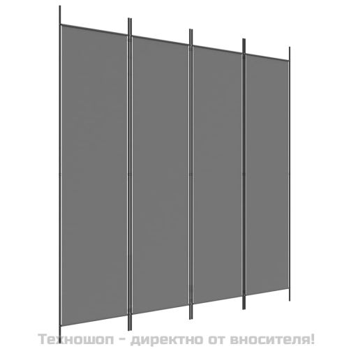 Параван за стая, 4 панела, антрацит, 200x200 cм, текстил