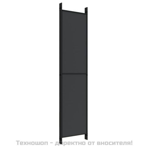 Параван за стая, 5 панела, черен, 250x220 см, текстил
