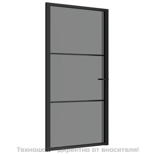 Интериорна врата, 102,5x201,5 см, черна, ESG стъкло и алуминий