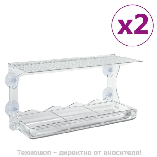 Хранилки за птици за прозорец, 2 бр, акрил, 30x12x15 см