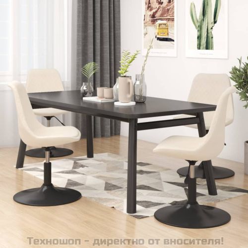 Въртящи се трапезни столове, 4 бр, кремави, кадифе