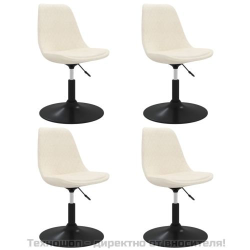 Въртящи се трапезни столове, 4 бр, кремави, кадифе