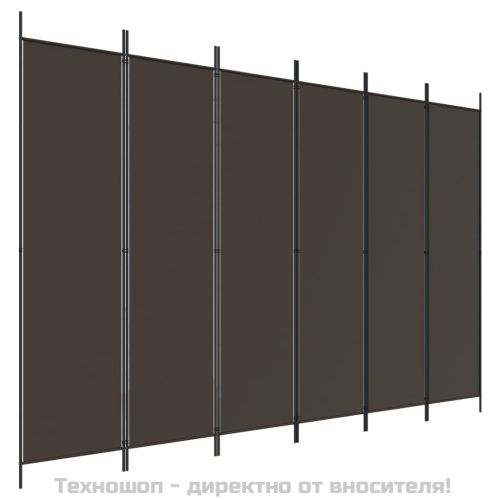 Параван за стая, 6 панела, кафяв, 300x200 см, плат