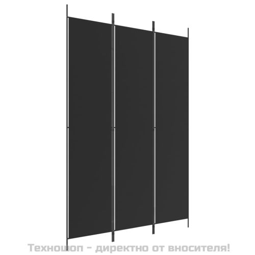 Параван за стая, 3 панела, черен, 150x220 см, плат