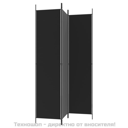 Параван за стая, 3 панела, черен, 150x220 см, плат