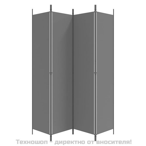 Параван за стая, 4 панела, антрацит, 200x220 cм, текстил