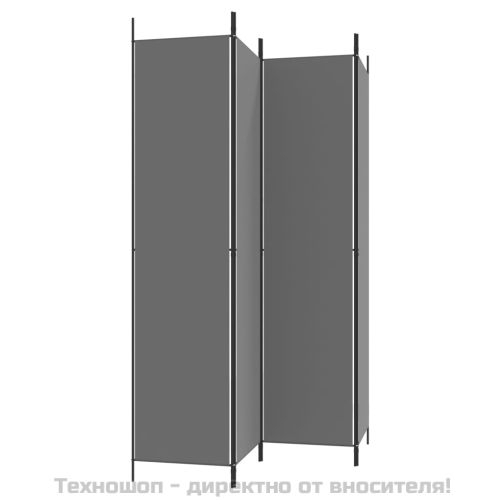 Параван за стая, 4 панела, антрацит, 200x220 cм, текстил
