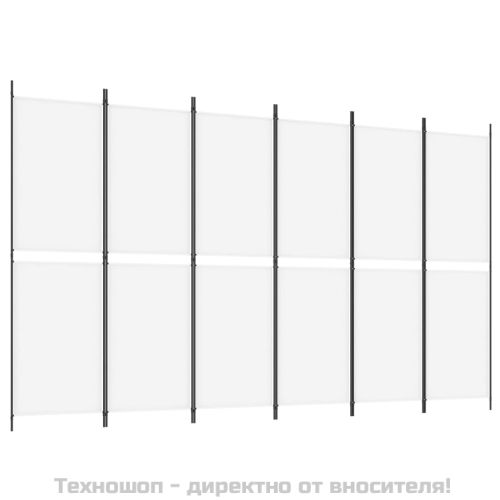 Параван за стая, 6 панела, бял, 300x180 см, текстил