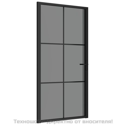 Интериорна врата, 102,5x201,5 см, черна, ESG стъкло и алуминий