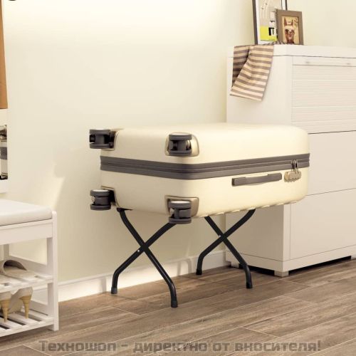 Поставка за куфари с облегалка, черна, 56x39x52 см