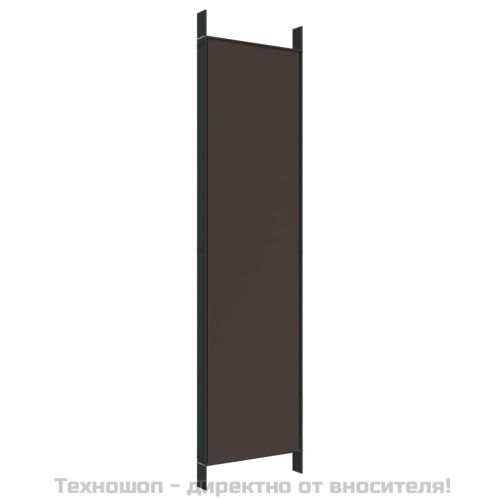 Параван за стая, 5 панела, кафяв, 250x200 см, плат