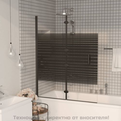 Сгъваем душ параван, ESG стъкло, 120x140 см, черен
