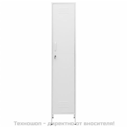 Шкаф със заключване, бял, 35x46x180 см, стомана
