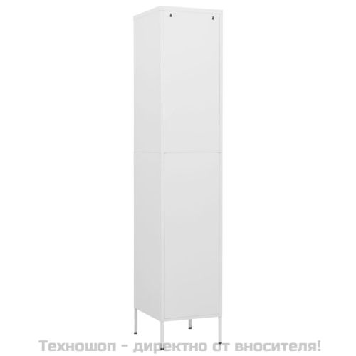 Шкаф със заключване, бял, 35x46x180 см, стомана