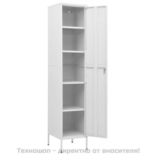 Шкаф със заключване, бял, 35x46x180 см, стомана