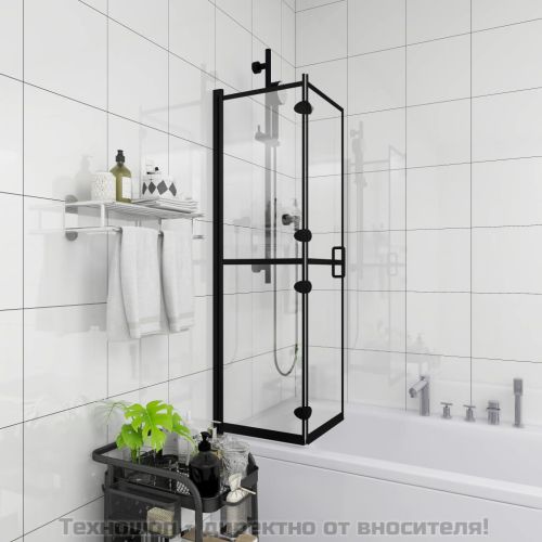 Сгъваем душ параван, ESG стъкло, 80x140 см, черен