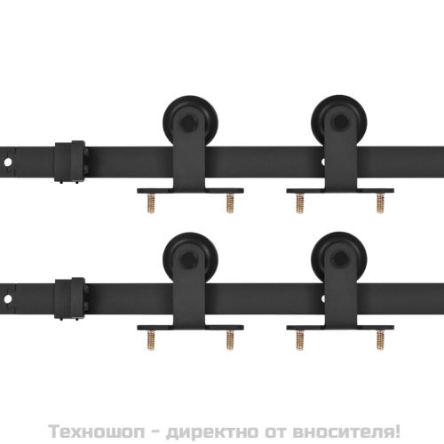 Механизми за плъзгаща врата, 2 бр, 183 см, стомана, черни