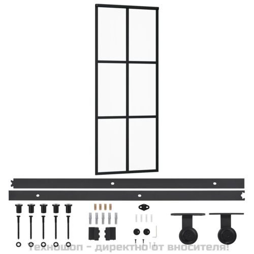 Плъзгаща се врата с механизъм, ESG стъкло и алуминий, 76x205 см