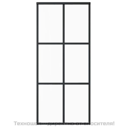 Плъзгаща се врата с механизъм, ESG стъкло и алуминий, 90x205 см