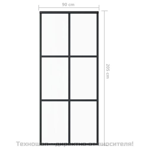 Плъзгаща се врата с механизъм, ESG стъкло и алуминий, 90x205 см